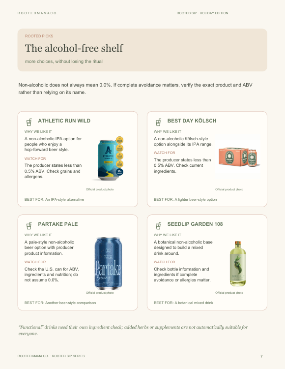 Alcohol-free comparison page featuring four product photos
